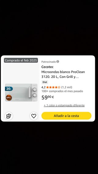 Microondas Cecotec Proclean 3120 Blanco