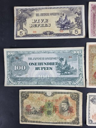 Lote 14 billetes y bonos japoneses históricos