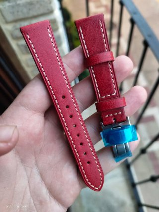 Correa de Piel para Reloj 20mm Roja
