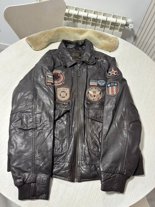 Chaqueta de Piel Aviador Red Skins talla XXL.