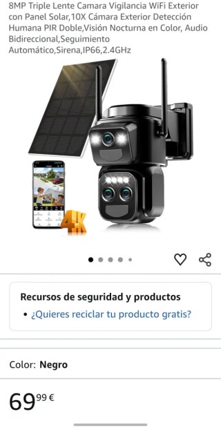 Cámara de Vigilancia WiFi Exterior con Panel Solar