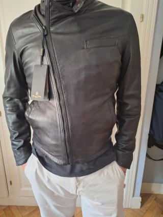 Cazadora Piel Napa Massimo Dutti Negra