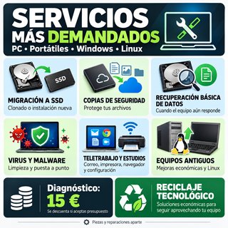 Reparación y mejora de PC, portátiles y Linux