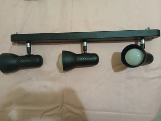 Lote lámparas Barcelona LED negro y madera + focos