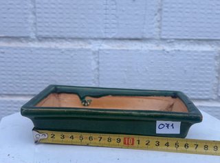 Maceta Plana Bonsái Rectangular Esmaltada Verde Ja