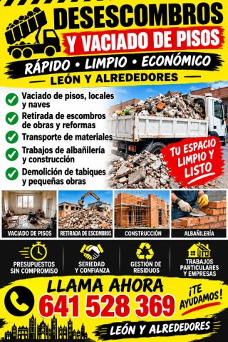 Vaciado de escombros mudanza y obras