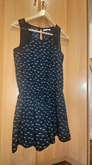 Mono Corto Estampado Negro y Blanco Talla S