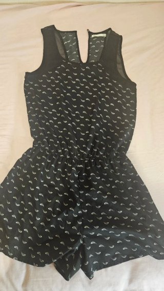 Mono Corto Estampado Negro y Blanco Talla S