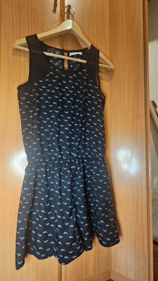 Mono Corto Estampado Negro y Blanco Talla S