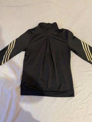 Sudadera Adidas Negra Rayas Doradas