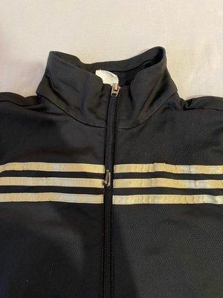 Sudadera Adidas Negra Rayas Doradas