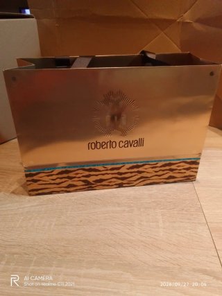 2 Bolsas de Papel Roberto Cavalli Doradas