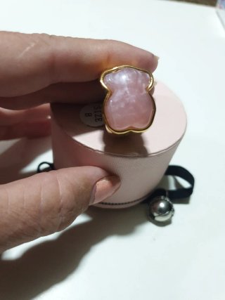 Anillo dorado Rosa Piedra Natural Talla 8