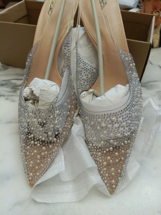 Zapatos fiesta nude pedrería talla 40