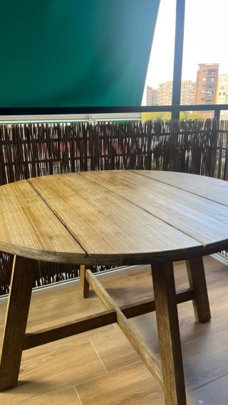 Mesa Redonda de Madera de Acacia 120 cm diámetro
