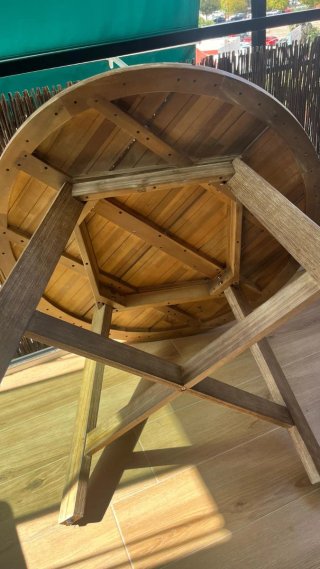 Mesa Redonda de Madera de Acacia 120 cm diámetro