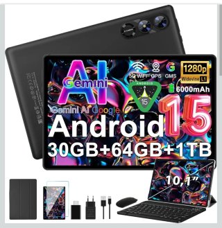 Tablet Android 15 Gemini AI 10 Pulgadas,30GB+64GB,