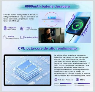 Tablet Android 15 Gemini AI 10 Pulgadas,30GB+64GB,