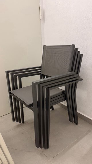 4 Sillas Terraza Aluminio Gris