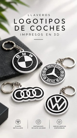 Llaveros de Logotipos de Coches Impresos en 3D
