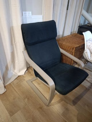 Mecedora Ikea Tela Madera Gris Negra