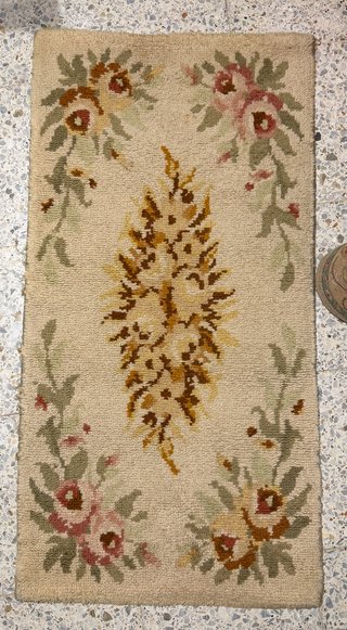 Alfombra de cama floral beige multicolor