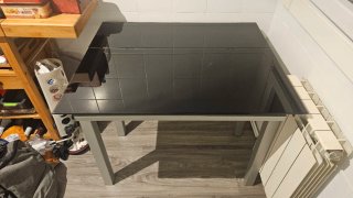 Mesa extensible cristal negro como nueva