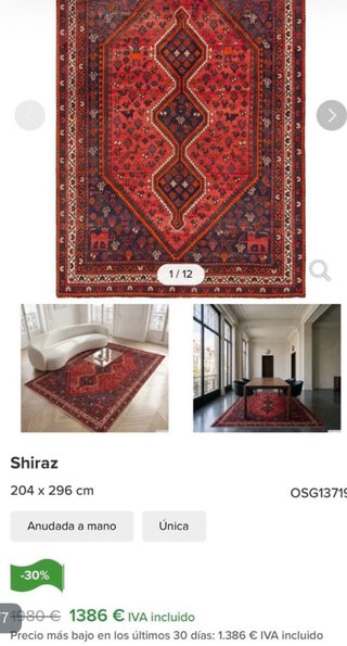 Alfombra Persa Shiraz de lana Hecha a Mano