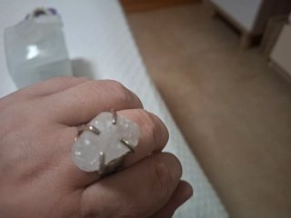 Anillo Plata Cuarzo Blanco Ajustable