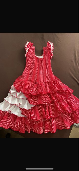 Vestido Flamenca Niña Rojo y Blanco 2/3 Años