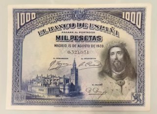 Billete 1000 Pesetas 1928 Banco de España