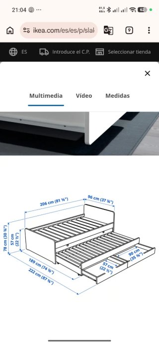 Cama nido con cajones Ikea SLAKT
