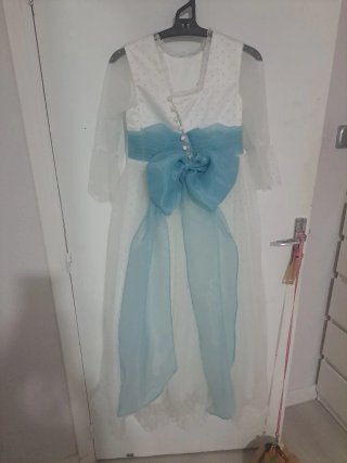 Vestido de Comunión Blanco y Azul