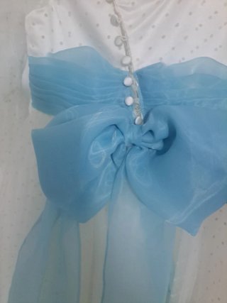 Vestido de Comunión Blanco y Azul