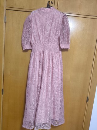 Vestido largo de encaje rosa SHEIN