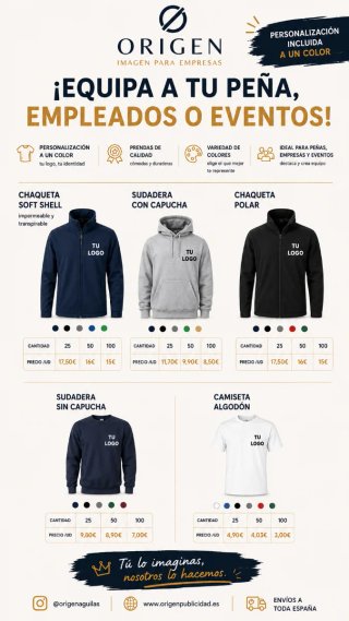 Servicios publicitarios y Ropa personalizada