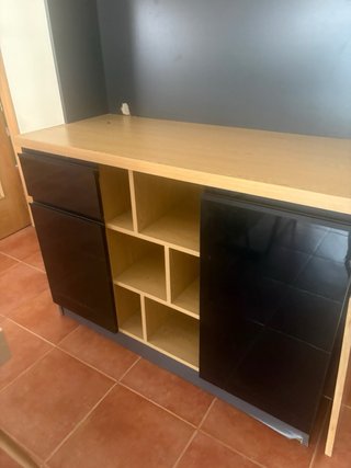 Mueble auxiliar cocina madera y cristal