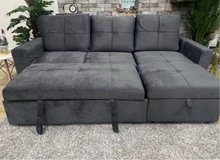 Sofá Cama Pau gris oscuro terciopelo