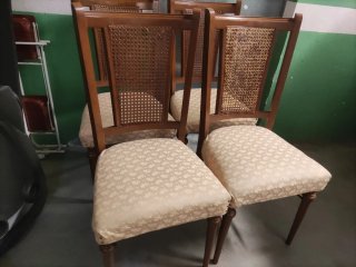4 Sillas Vintage Madera y Rattan