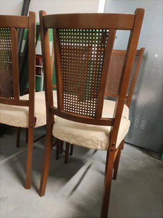 4 Sillas Vintage Madera y Rattan
