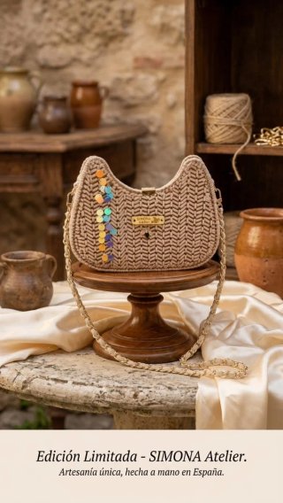 Bolso SIMONA Atelier beige/multicolor hecho a mano