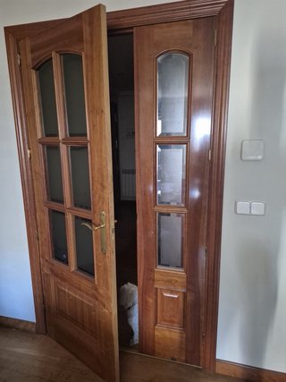 Puertas de salón madera con cristal