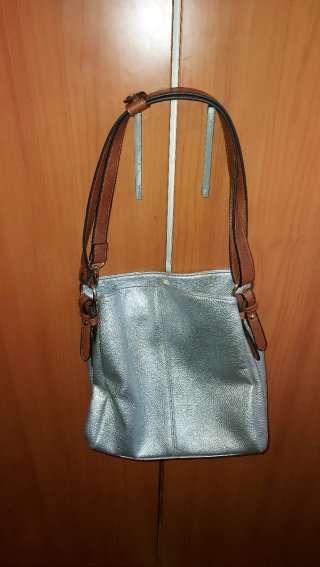 Bolso Grande Plateado y Marrón