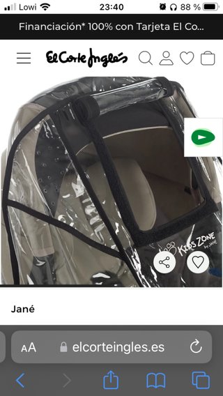 Funda lluvia Jané para carrito portabebés