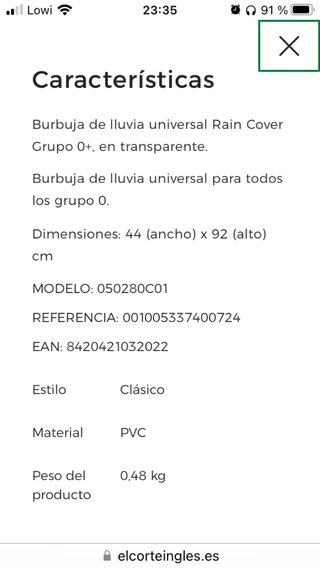 Funda lluvia Jané para carrito portabebés