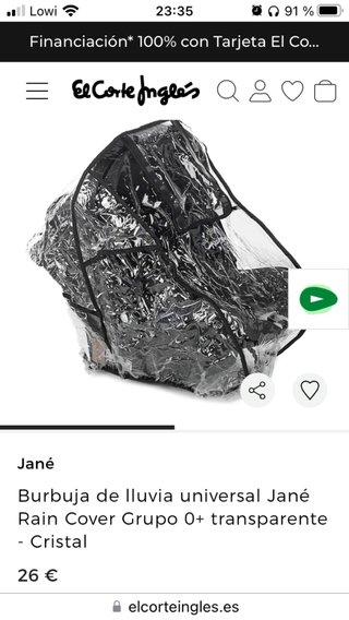 Funda lluvia Jané para carrito portabebés