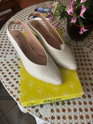 Zapatos Pitillos mujer tacón beige/blanco