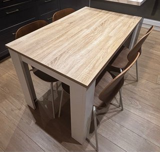 Mesa comedor extensible madera y blanca