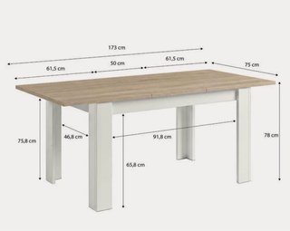 Mesa comedor extensible madera y blanca