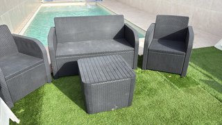 Conjunto sofá exterior ratán gris